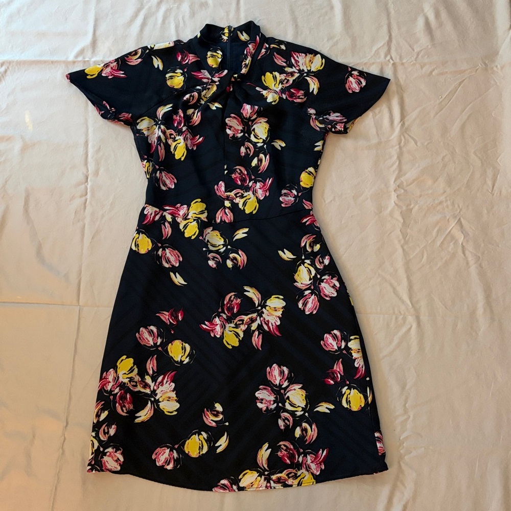 Banana Republic Navy Dress with Pink and Yellow Floral